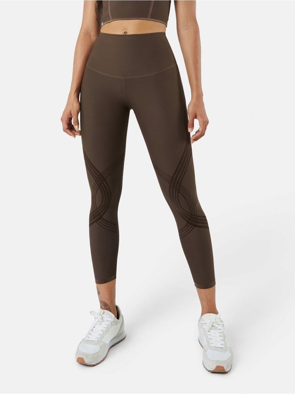 Fanka Chocolate Brown High Rise Ankle Leggings Sculpt Reversible Size Small